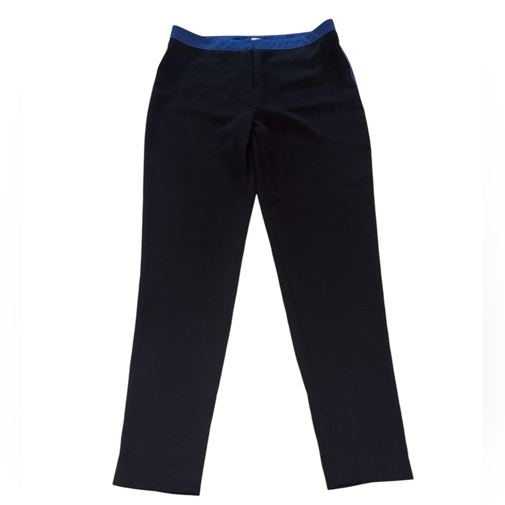 Leifsdottir Black Ankle Pants Blue Side Stripe Sz 6 Tailored Slim Fit - Picture 4 of 10